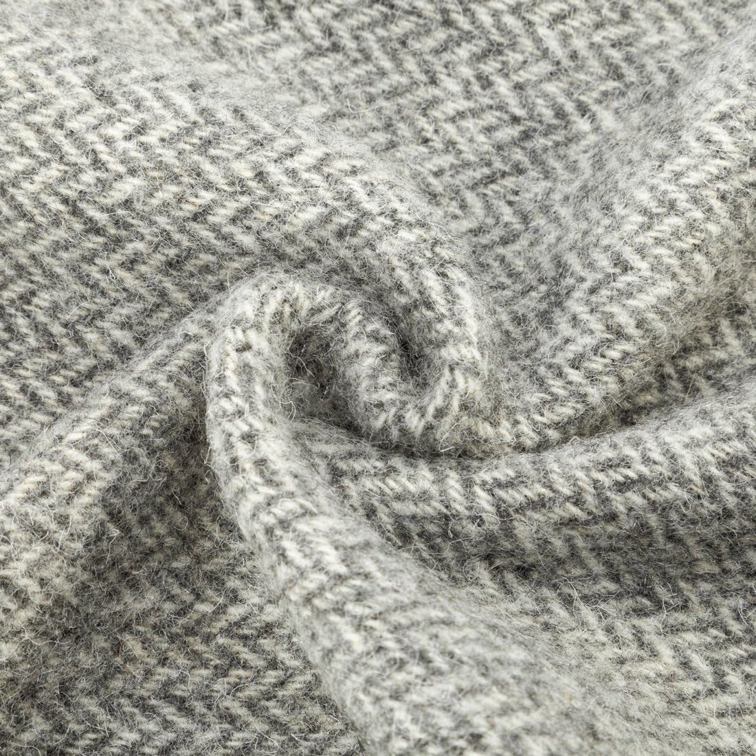 Bed Throws - Wool Herringbone Throw Blanket, Grey, Queen Size