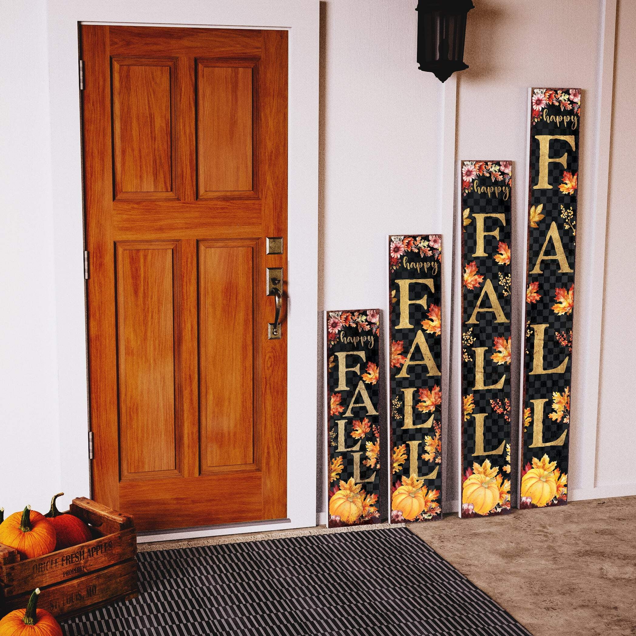 Fall Porch Sign - Front Porch Fall Welcome Sign with Vintage Autumn Decoration, Rustic Modern Farmhouse Entryway Porch Decor | Multiple Sizes