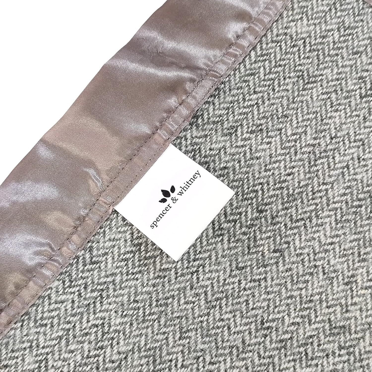 Bed Throws - Wool Herringbone Throw Blanket, Grey, Queen Size
