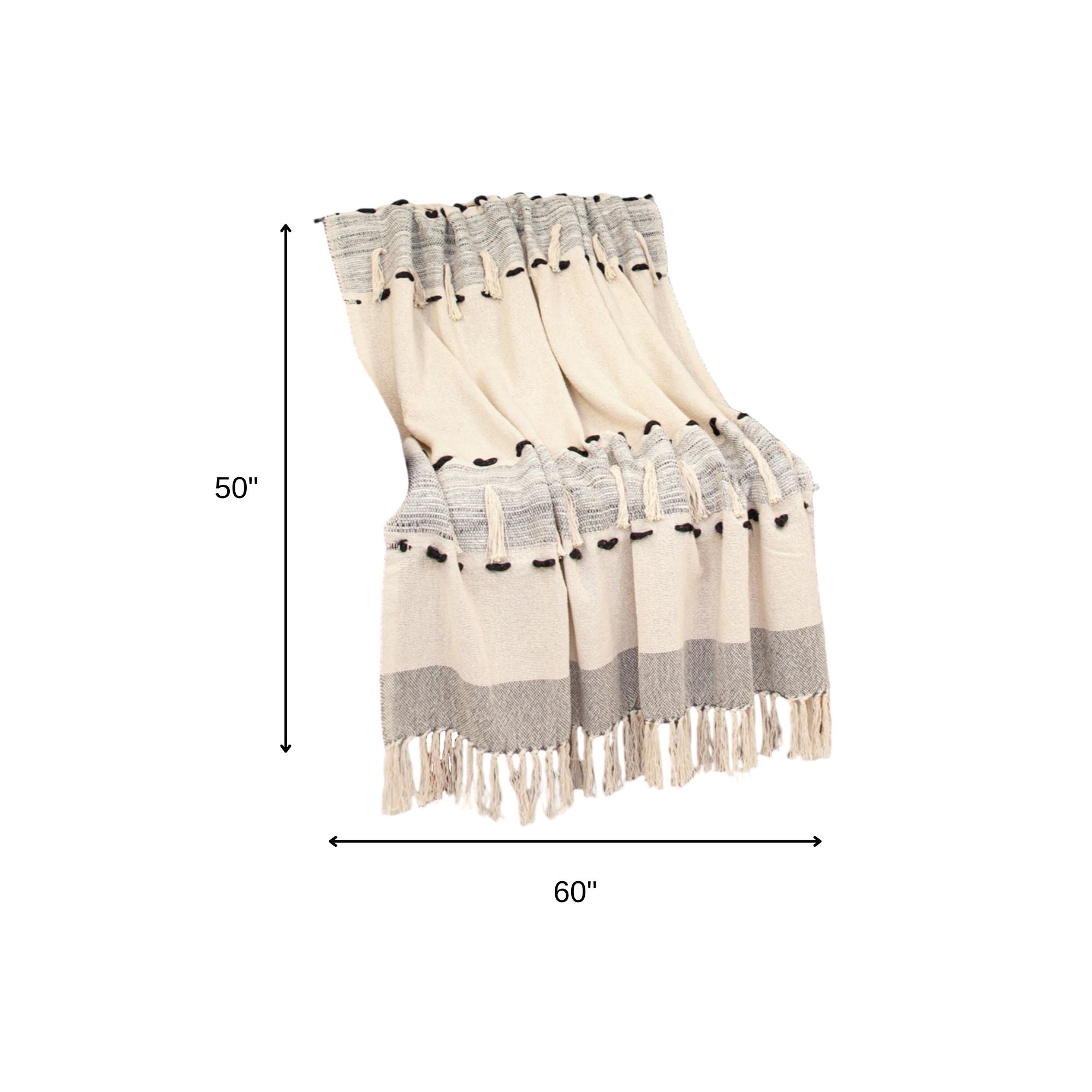 Gray Woven Cotton Abstract Throw Blanket-4