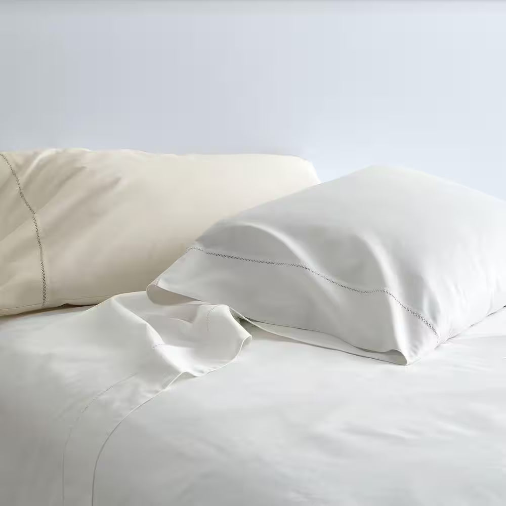 Legends Hotel Organic 4-Piece White Solid 300-Thread Count Cotton Sateen King Sheet Set