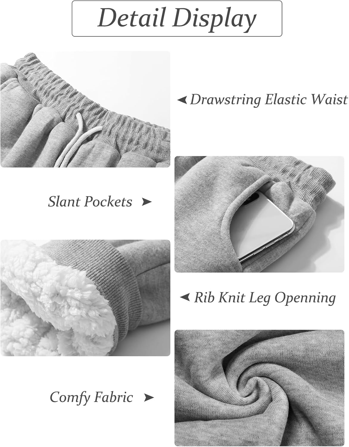 Women'S Winter Warm Fleece Joggers Pants Sherpa Lined Athletic Active Sweatpants