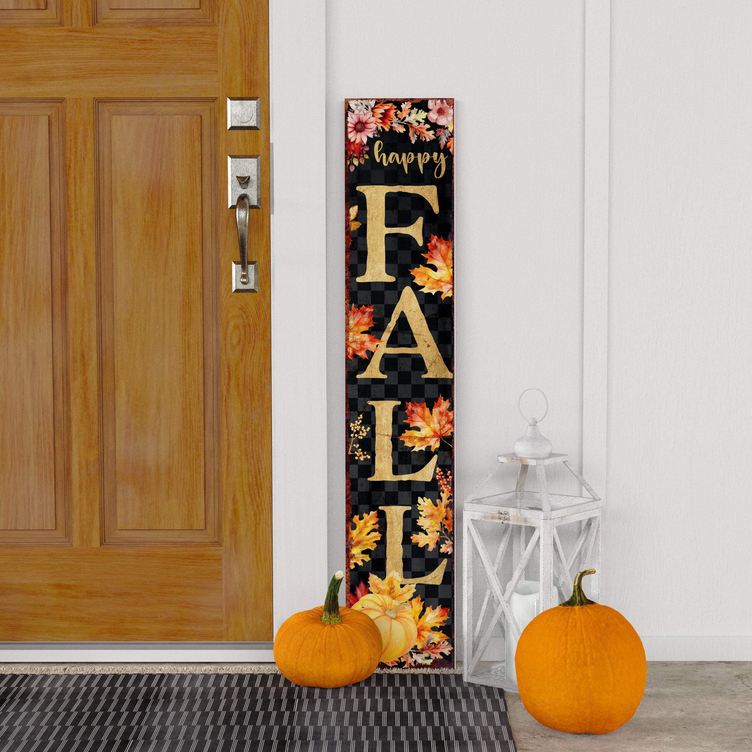 Fall Porch Sign - Front Porch Fall Welcome Sign with Vintage Autumn Decoration, Rustic Modern Farmhouse Entryway Porch Decor | Multiple Sizes