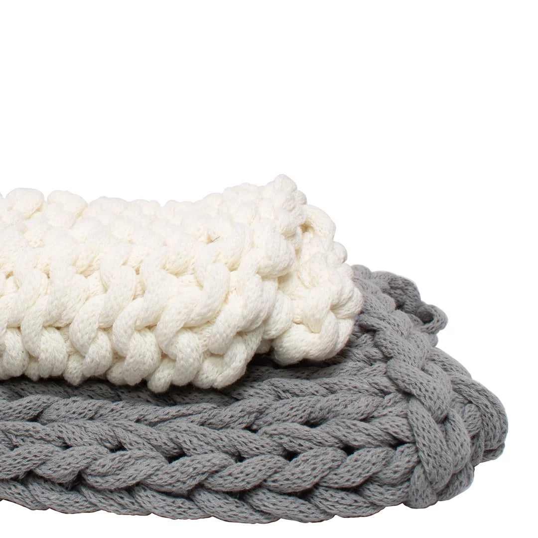 Chunky Knitted Throw Blanket, Gray, 50" X 60"