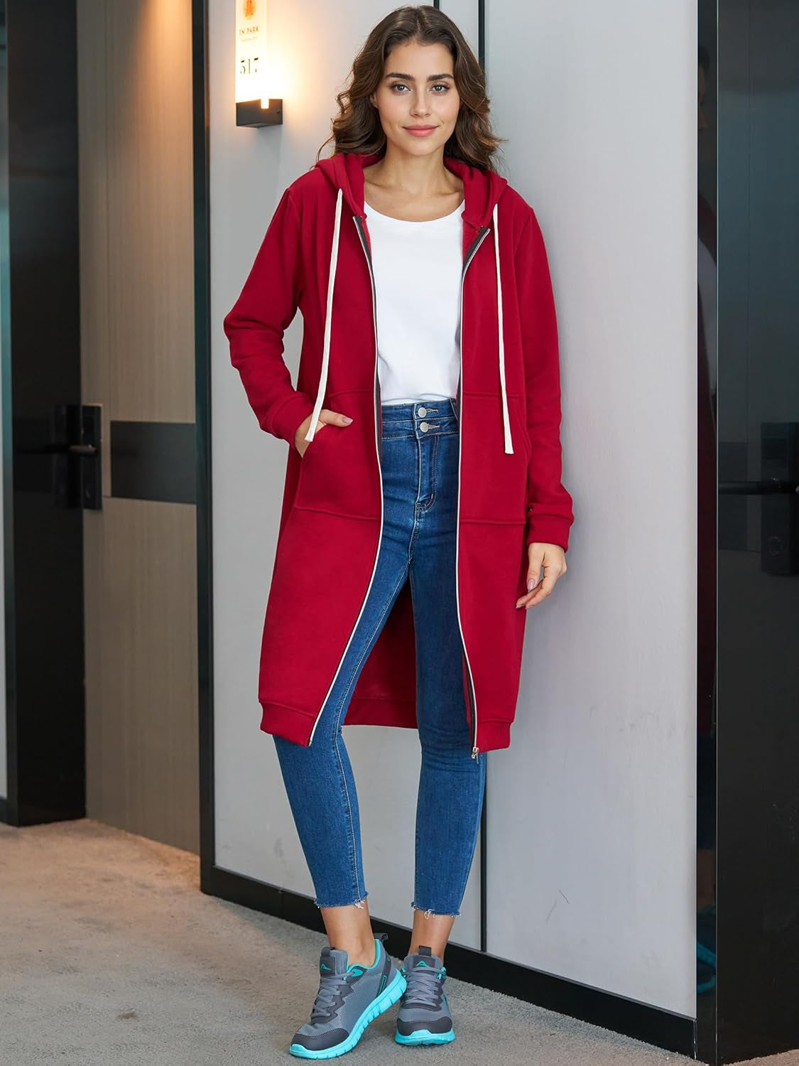 Hoodies for Women Fashion Sweatshirts: Comfortable Full Zip up Hoodie Womens Long Fleece Sweatshirt with Pockets