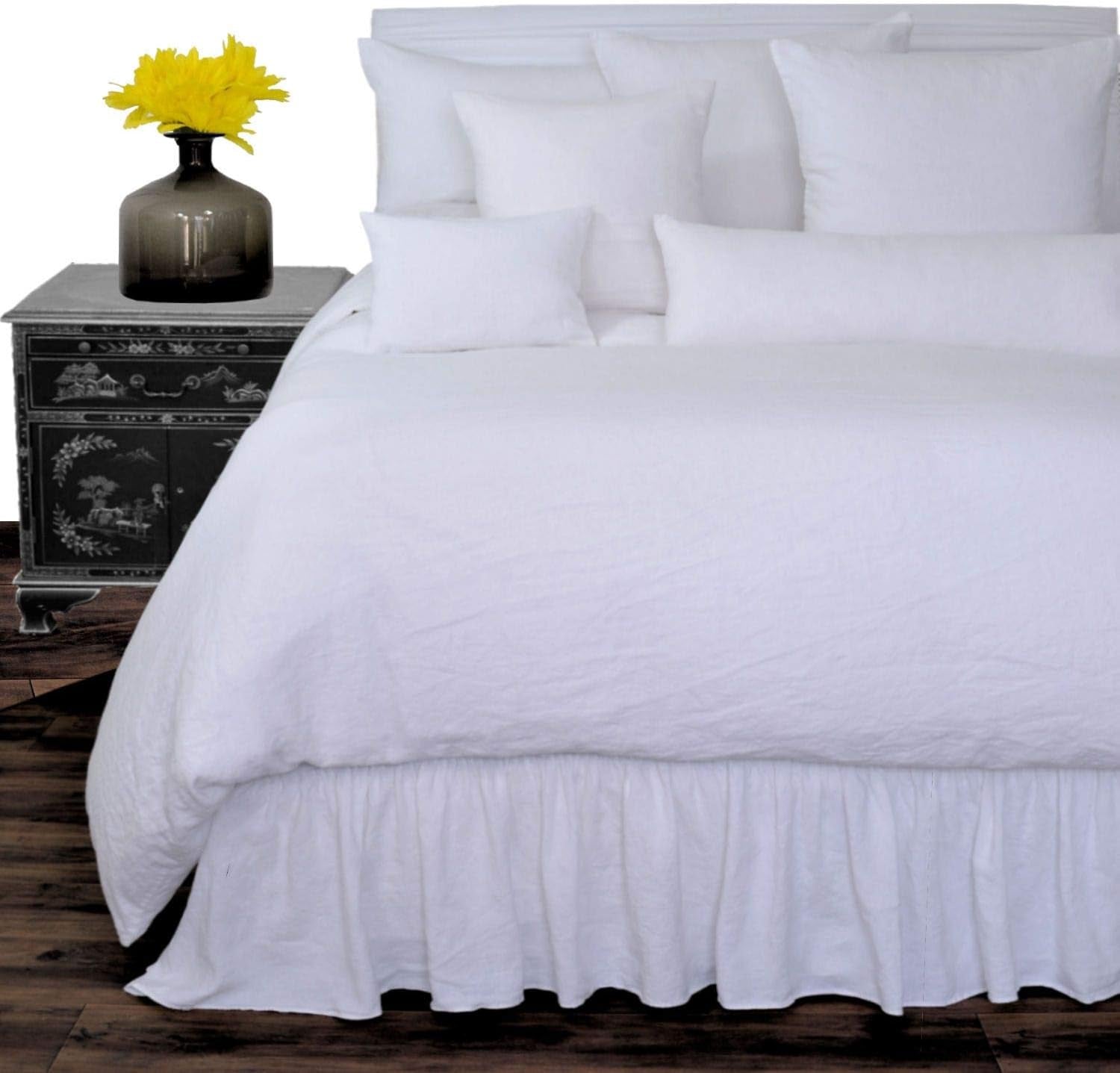 Luxury White Washed Flax 100 Pure Soft Organic Belgian Linen Elegant Comfortable Comfort Crisp Linen Souq Duvet Bed Heavy Comforter Case Washable Linen Duvet Bedding Duvet Cover Covers Fullxl88X90