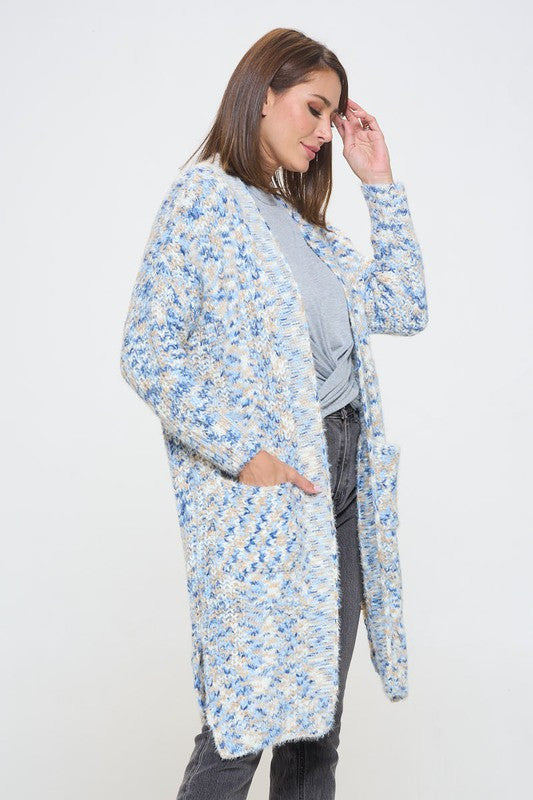 Oversize Open Front Sweater Cardigan with Pockets