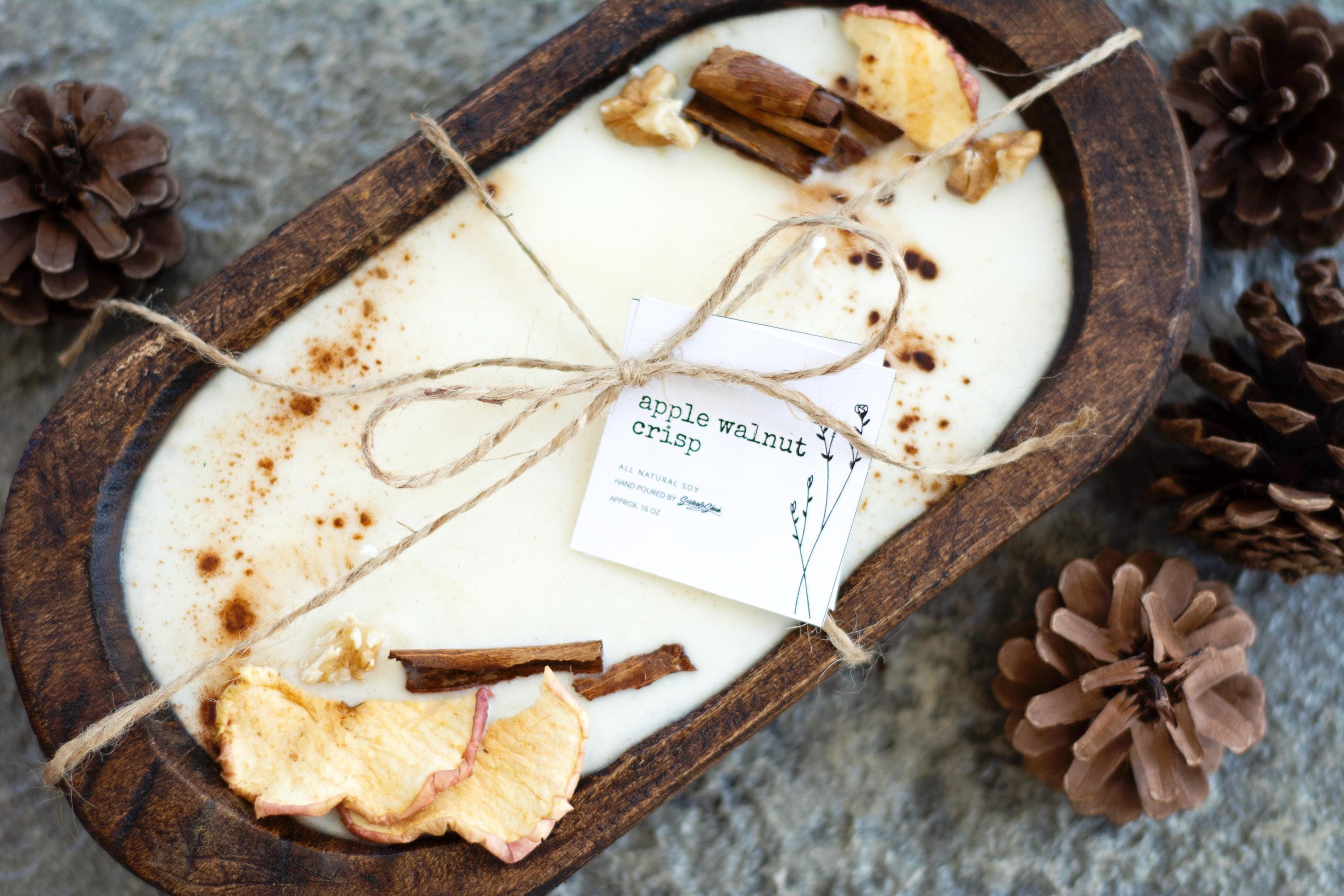 Apple Walnut Crisp | Fall Candle | Dough Bowl Candle | Fall Scent | Soy Candle | Wooden Bowl | Gift for Her | House Warming Gift | Fall |
