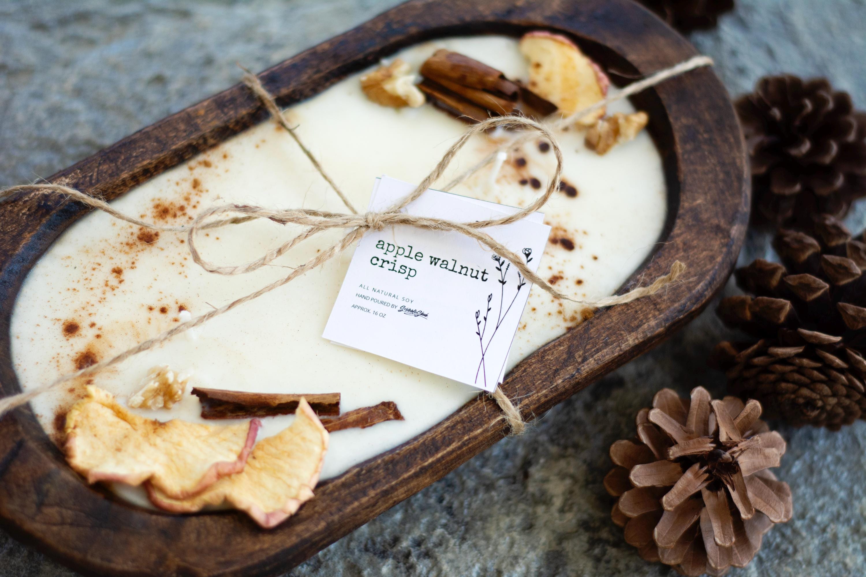 Apple Walnut Crisp | Fall Candle | Dough Bowl Candle | Fall Scent | Soy Candle | Wooden Bowl | Gift for Her | House Warming Gift | Fall |