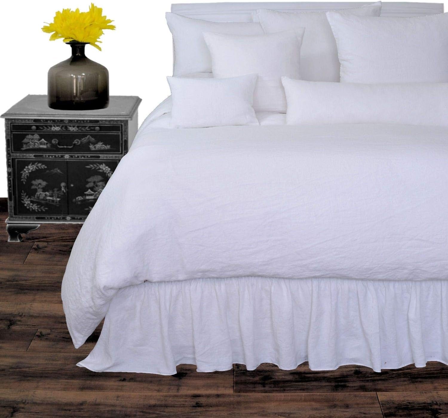 Luxury White Washed Flax 100 Pure Soft Organic Belgian Linen Elegant Comfortable Comfort Crisp Linen Souq Duvet Bed Heavy Comforter Case Washable Linen Duvet Bedding Duvet Cover Covers Fullxl88X90