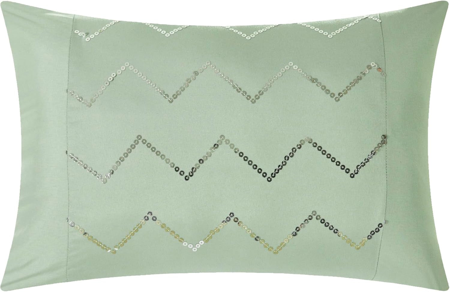 CS0588-AN 20 Piece Jacksonville Complete Bed Room in a Bag Super Pinch Pleated Design Reversible Chevron Pattern Comforter Set, Sheet, Window Treatments and Decorative Pillows, Queen, Green