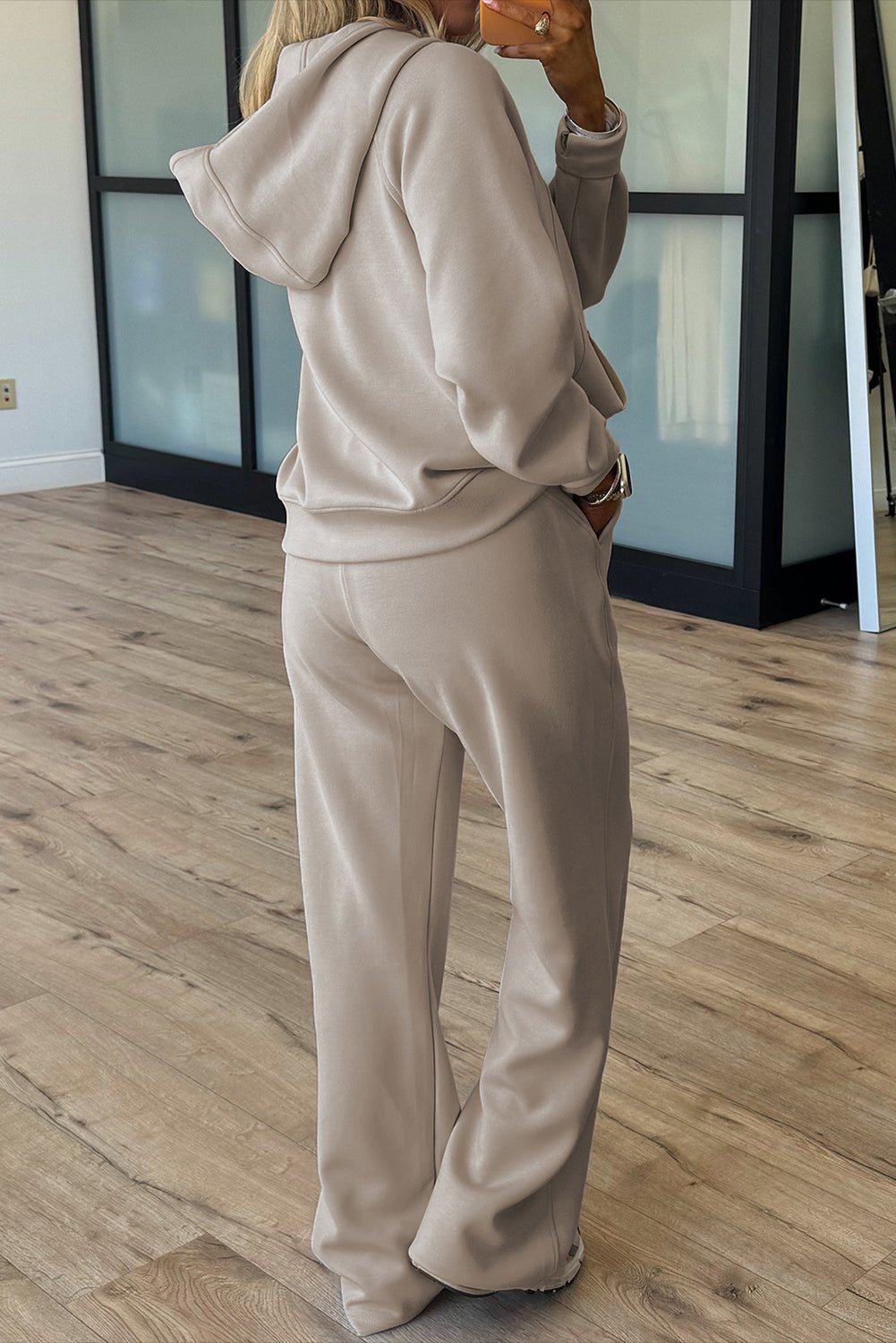 Jet Stream Half Zip Thumbhole Sleeve Hoodie Active Pants 2pcs Outfit - Perfect Discovery