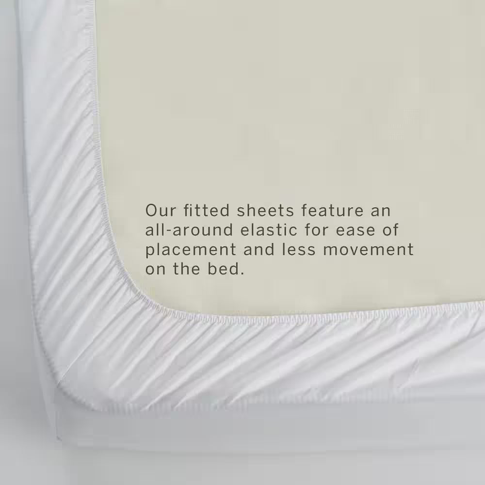 Legends Hotel Organic 4-Piece White Solid 300-Thread Count Cotton Sateen King Sheet Set