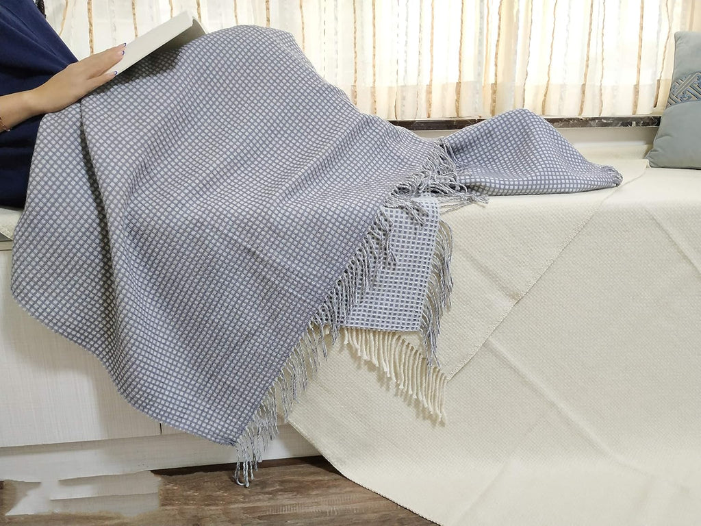 Wool Throw Blankets - Soft, Lightweight Cashmere Wool, Yellow Throws for Twin Couch