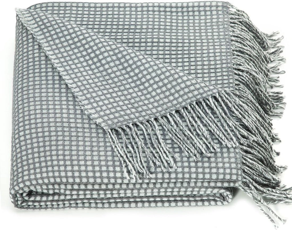 Wool Throw Blankets - Soft, Lightweight Cashmere Wool, Yellow Throws for Twin Couch