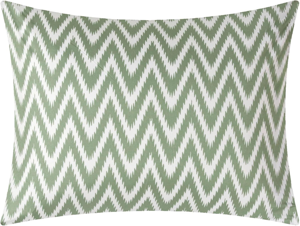 CS0588-AN 20 Piece Jacksonville Complete Bed Room in a Bag Super Pinch Pleated Design Reversible Chevron Pattern Comforter Set, Sheet, Window Treatments and Decorative Pillows, Queen, Green