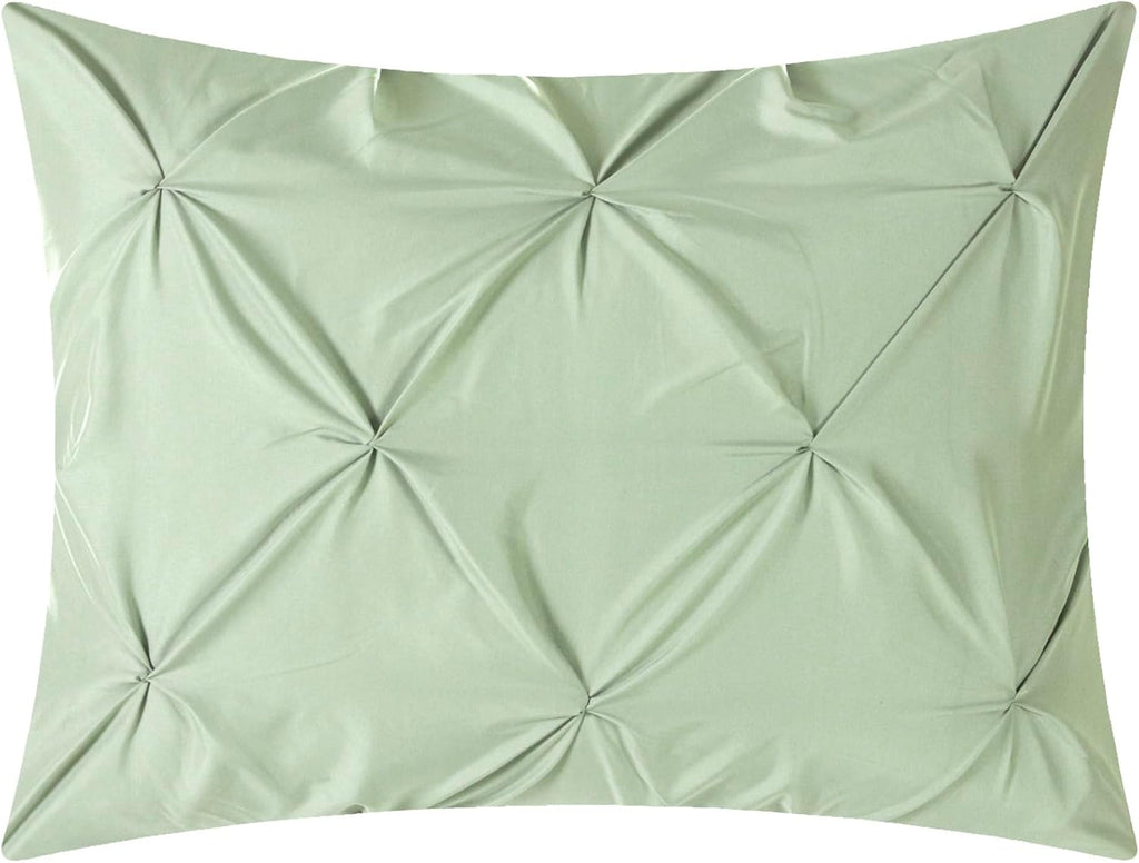CS0588-AN 20 Piece Jacksonville Complete Bed Room in a Bag Super Pinch Pleated Design Reversible Chevron Pattern Comforter Set, Sheet, Window Treatments and Decorative Pillows, Queen, Green