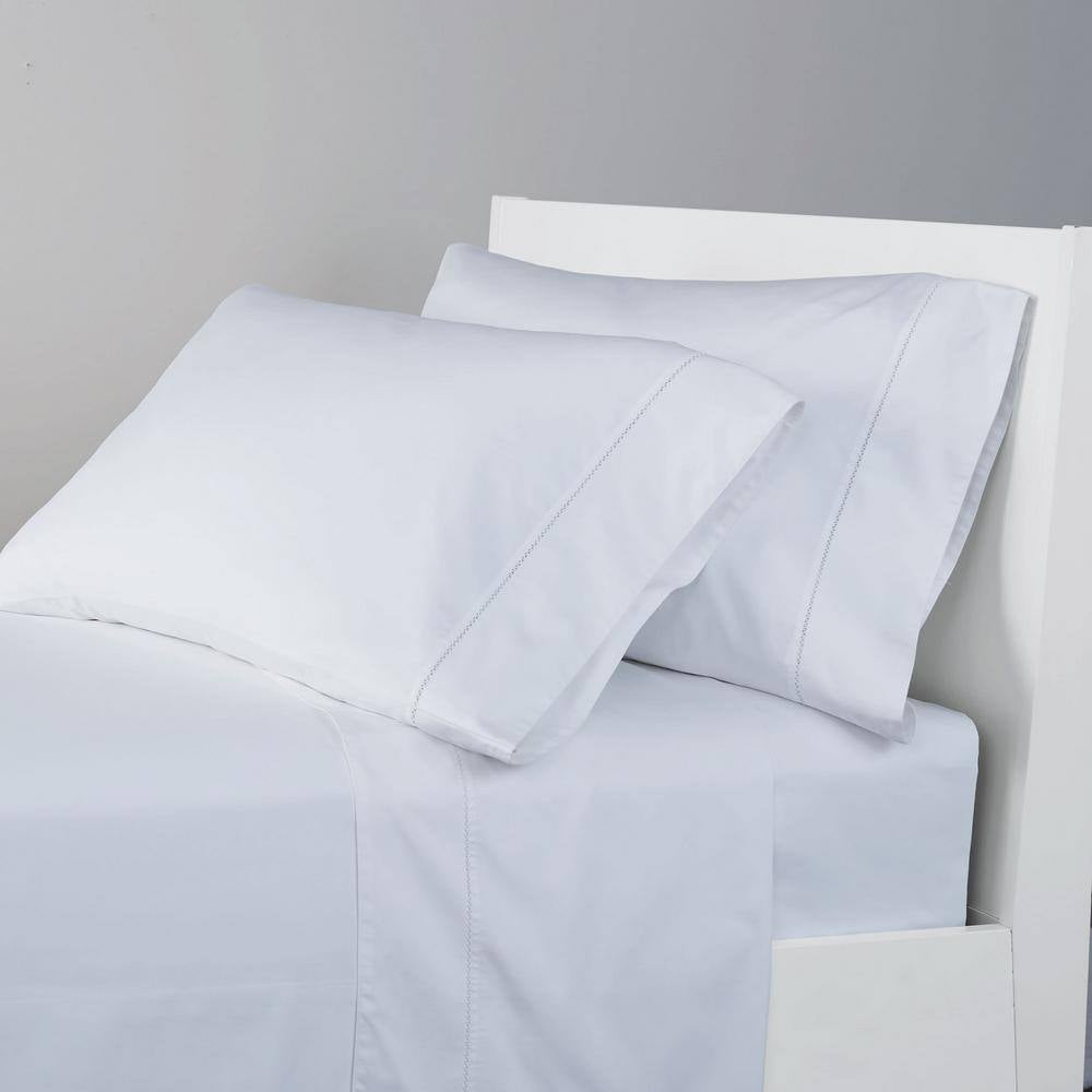 Legends Hotel Organic 4-Piece White Solid 300-Thread Count Cotton Sateen King Sheet Set