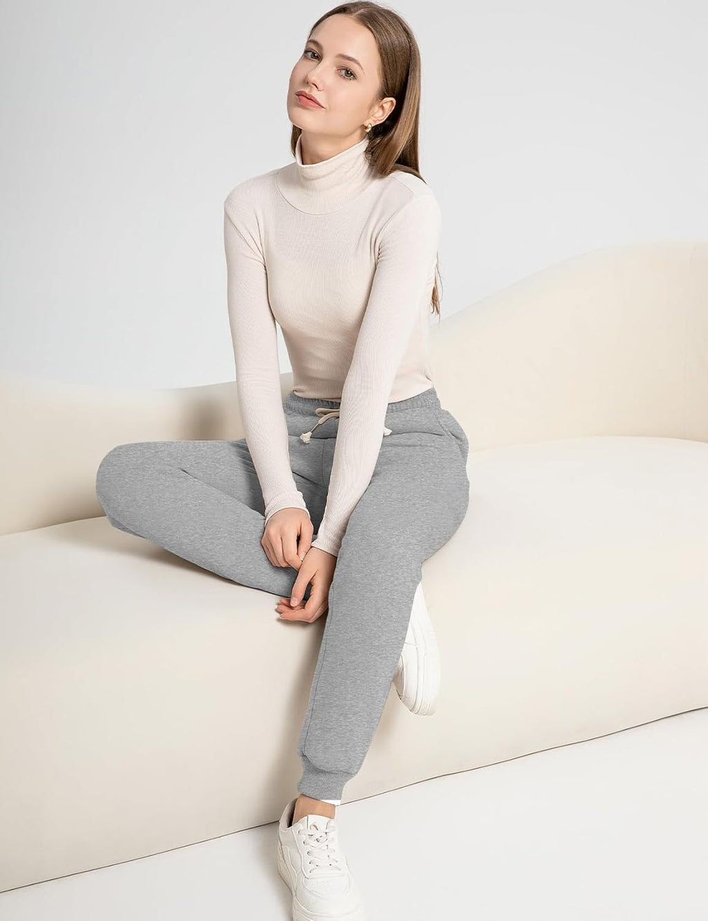 Women'S Winter Warm Fleece Joggers Pants Sherpa Lined Athletic Active Sweatpants