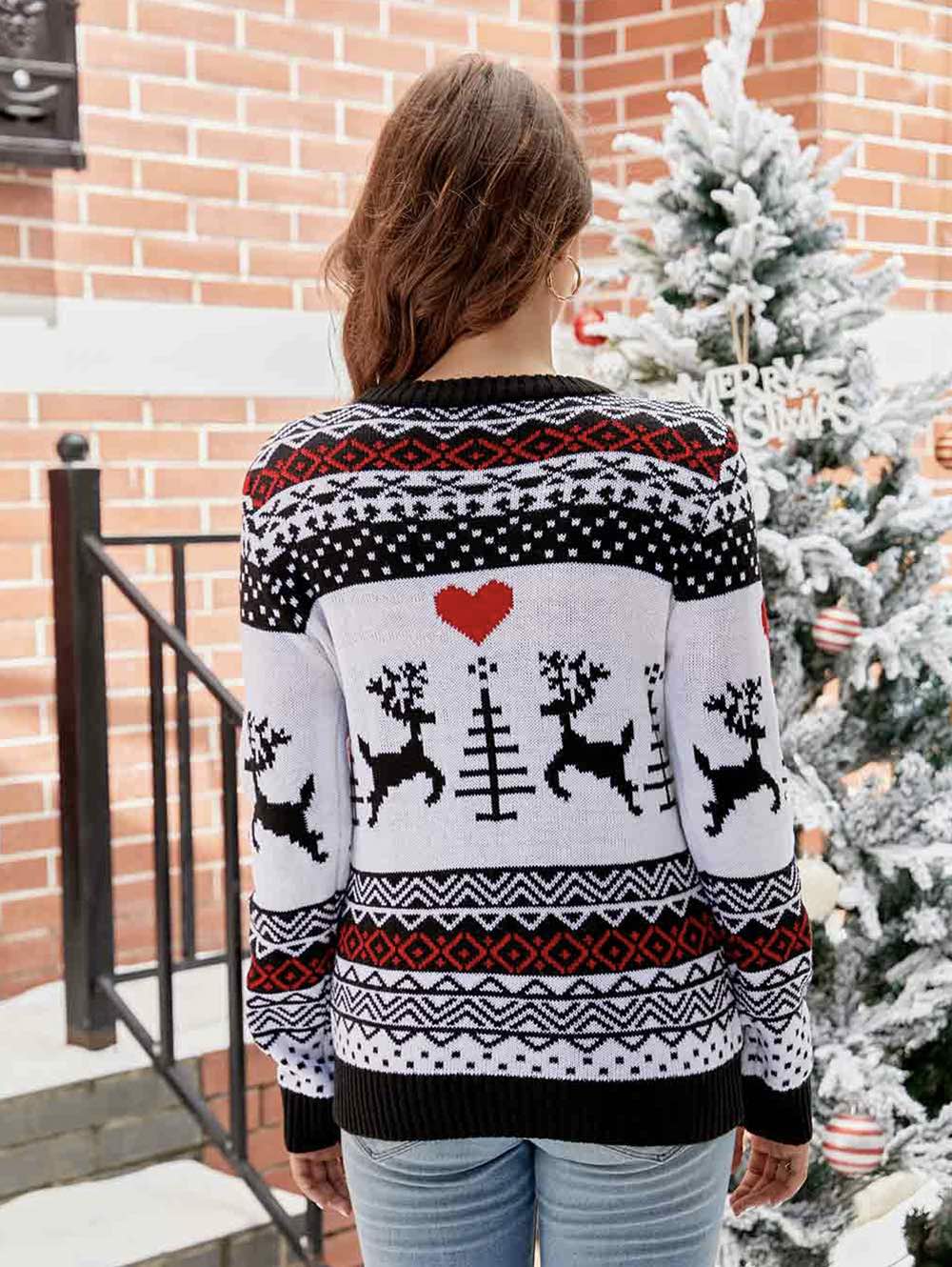 Heart Reindeer Silhouette Christmas Sweater - Perfect Discovery
