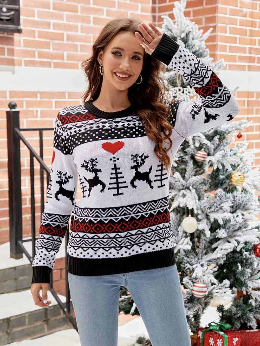Heart Reindeer Silhouette Christmas Sweater - Perfect Discovery
