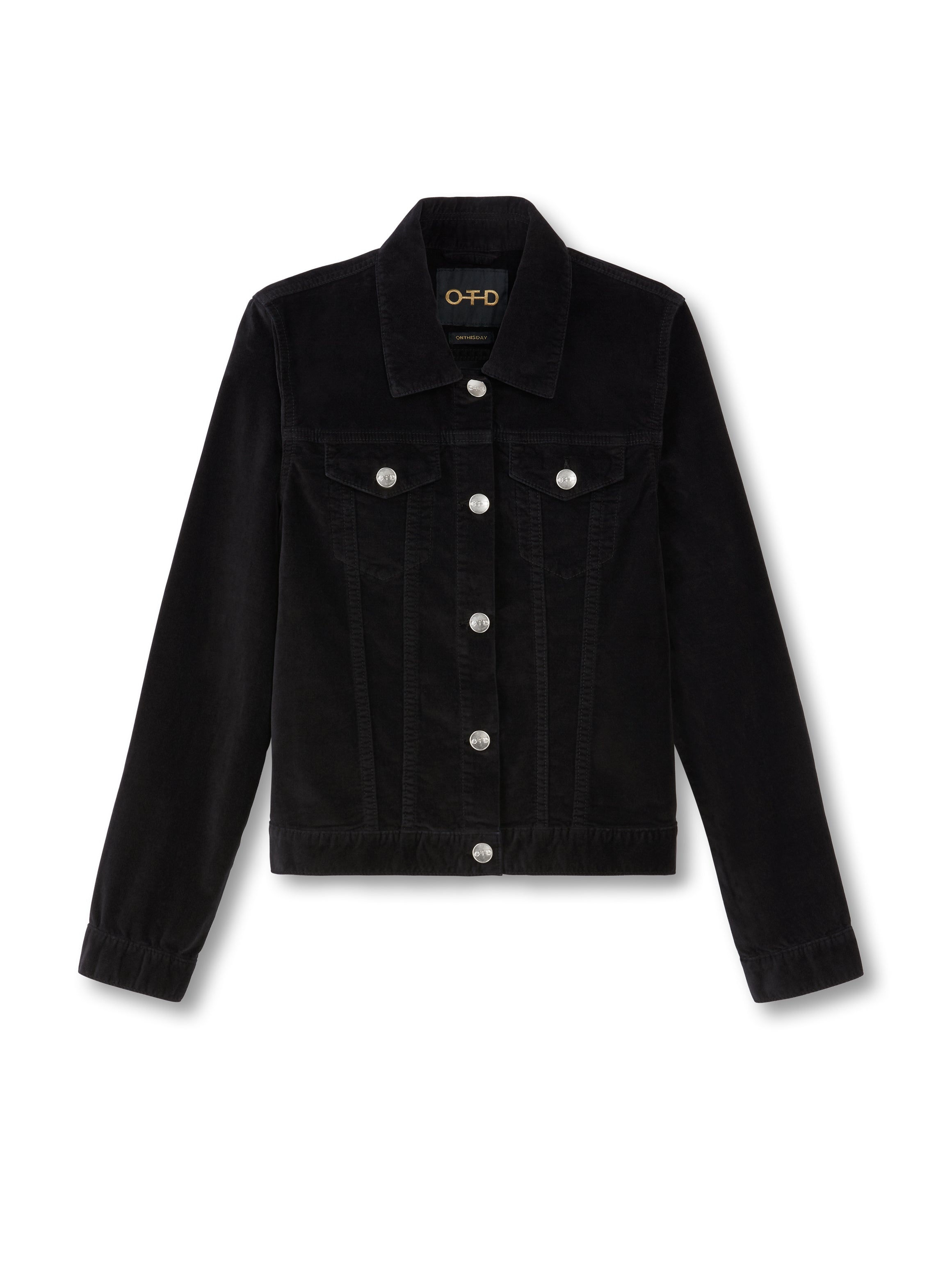Stretch Velvet Jean Jacket (Black)