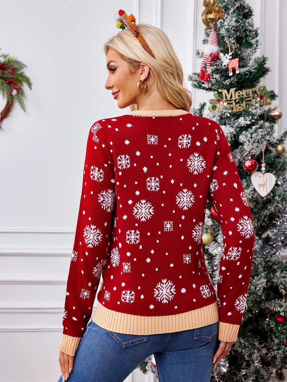 Red Snowflake Christmas Pullover Sweater - Perfect Discovery