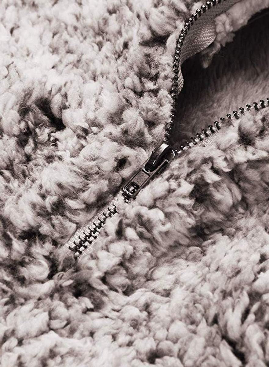 Women'S Long Sleeve 1/4 Zipper Pullover Sherpa Fleece Winter Oversized Outwear Sweatshirt Coat