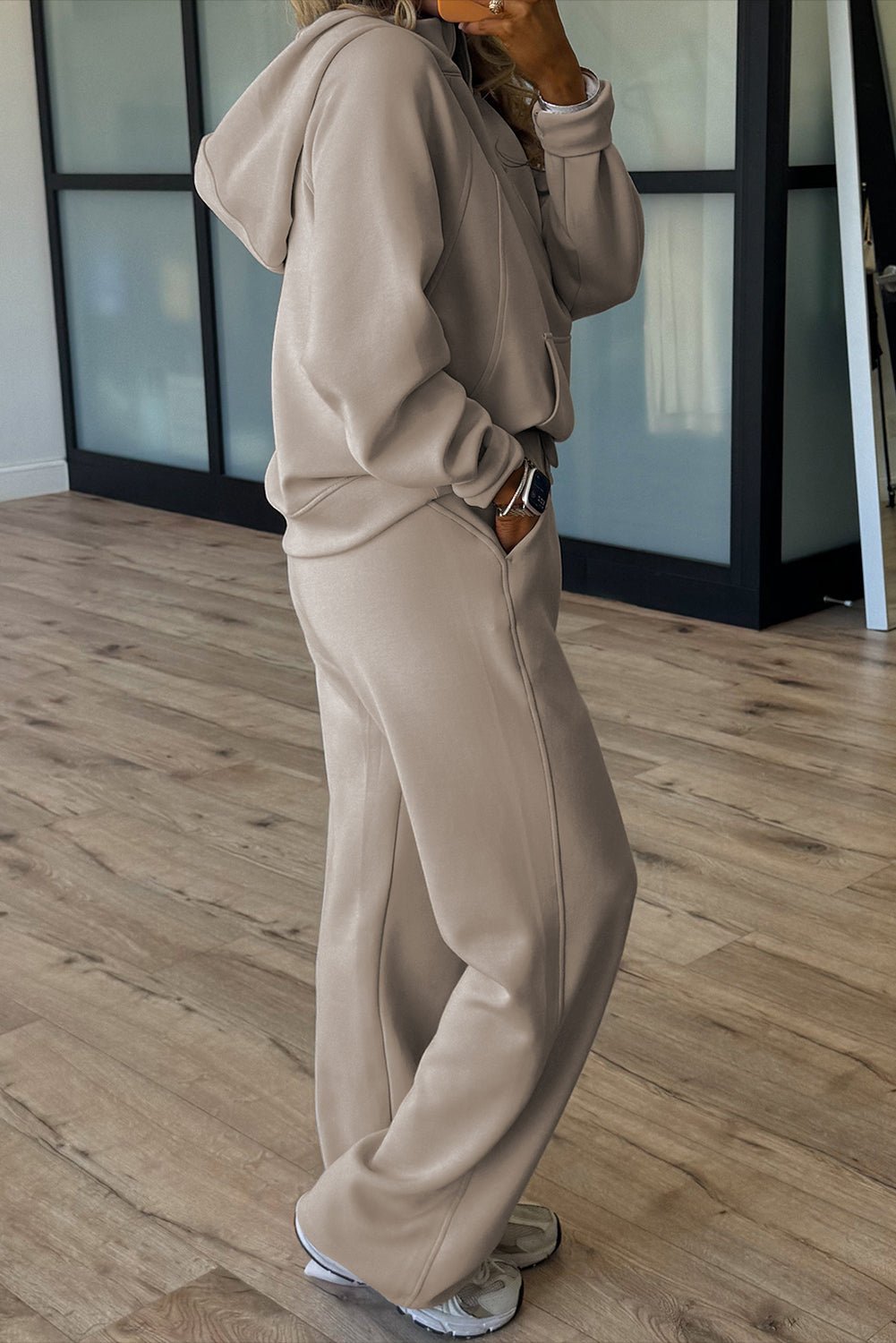 Jet Stream Half Zip Thumbhole Sleeve Hoodie Active Pants 2pcs Outfit - Perfect Discovery