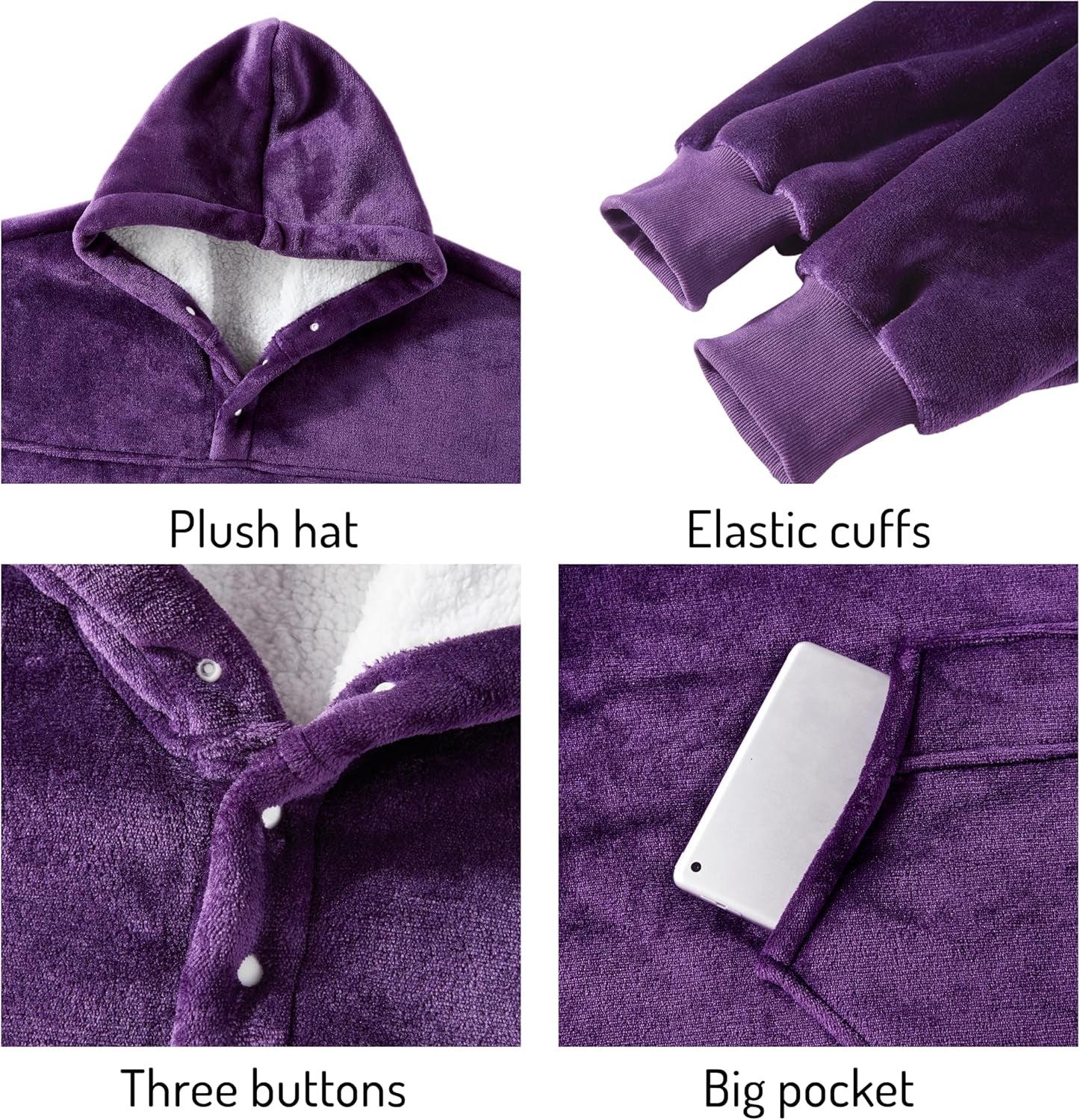 Wearable Blanket Hoodie for Adults Women & Men - Cozy Warm, One Size Fits All