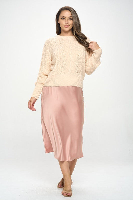 Knit Round neck Pullover Sweater with Braid Detail