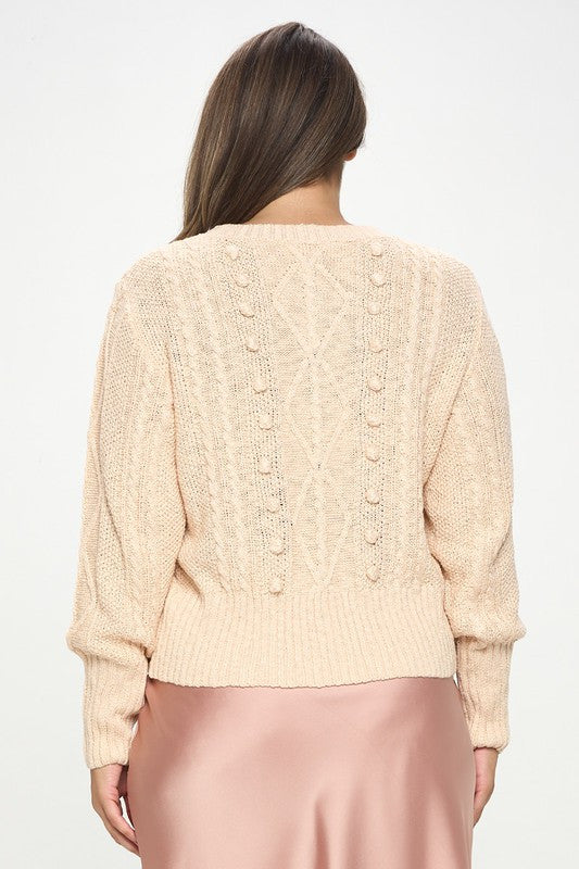 Knit Round neck Pullover Sweater with Braid Detail
