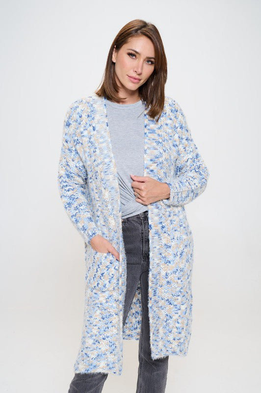 Oversize Open Front Sweater Cardigan with Pockets
