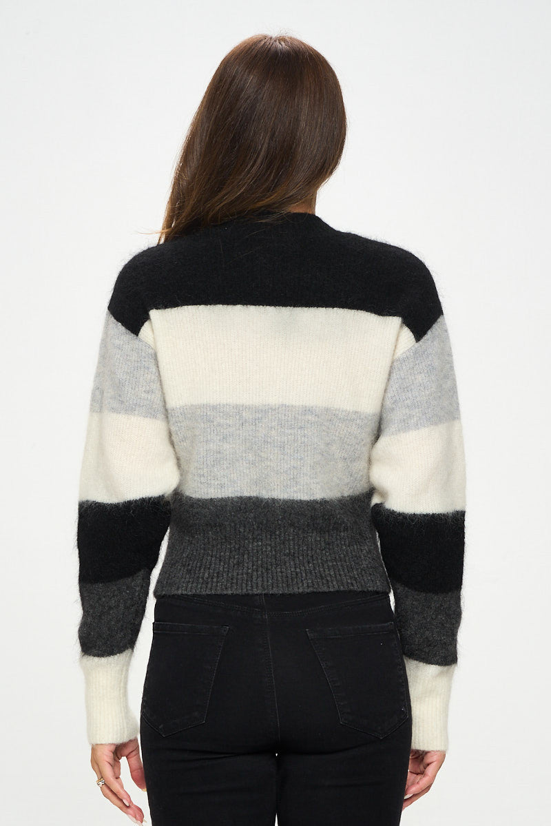 Striped Round neck Long Sleeve Sweater