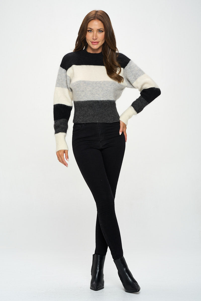 Striped Round neck Long Sleeve Sweater