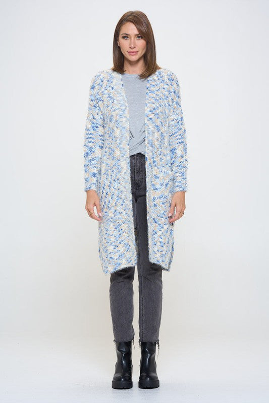 Oversize Open Front Sweater Cardigan with Pockets