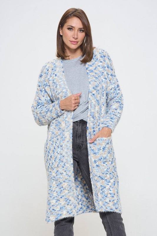 Oversize Open Front Sweater Cardigan with Pockets