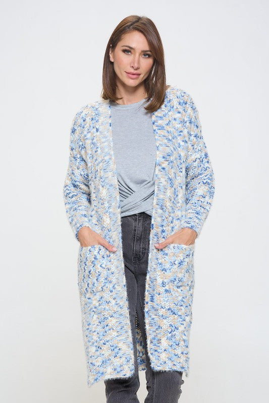 Oversize Open Front Sweater Cardigan with Pockets