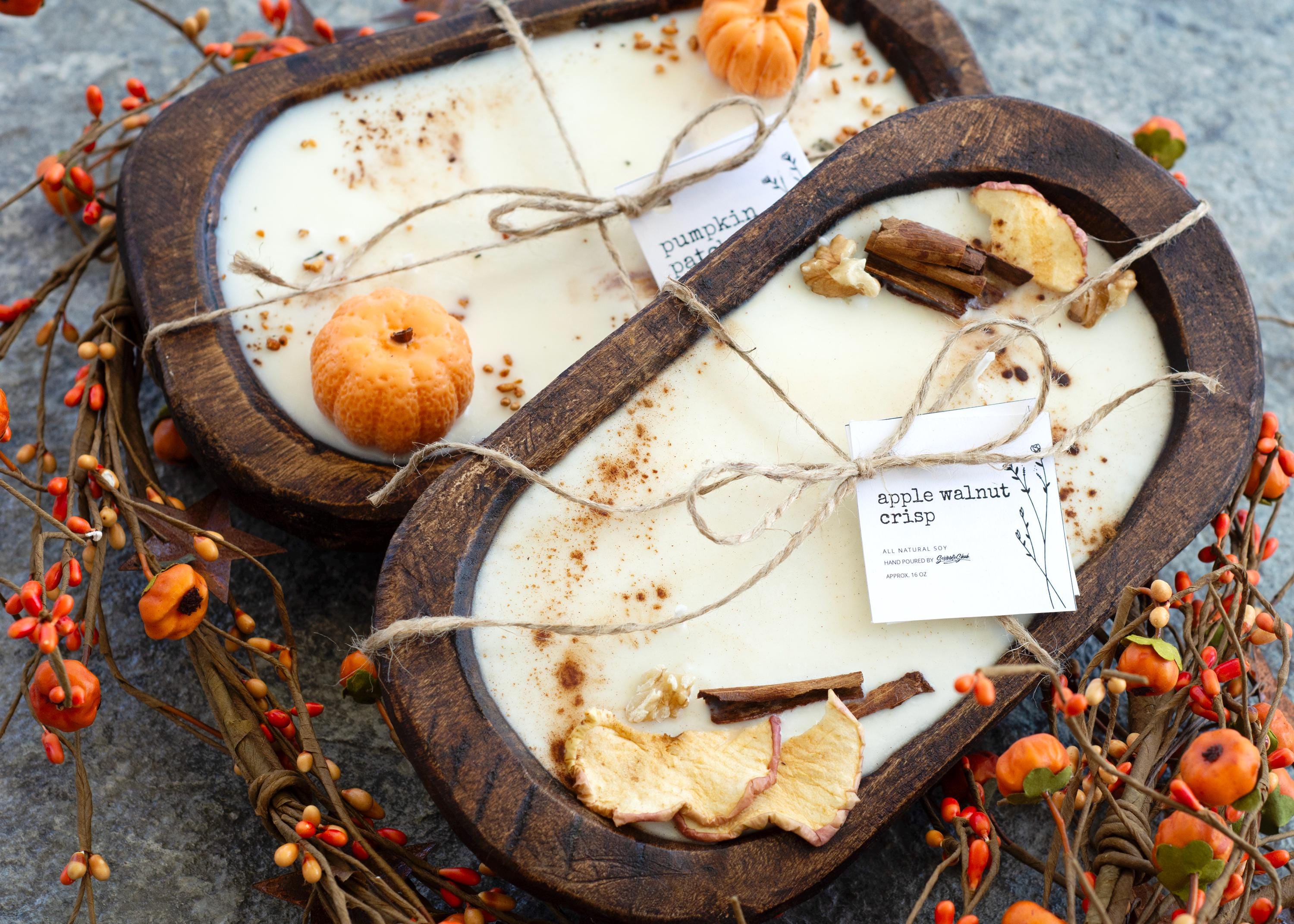 Apple Walnut Crisp | Fall Candle | Dough Bowl Candle | Fall Scent | Soy Candle | Wooden Bowl | Gift for Her | House Warming Gift | Fall |